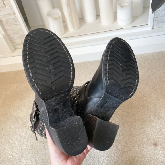 Frye Black Studded Combat Boots - Picture 5 of 6